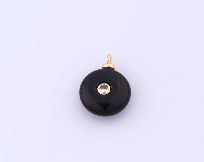 1 pcs Gold Energy Stone Pendant,18K Gold Filled Natural Stone Charm,Black Onyx Charms DIY Bracelet Necklace Jewelry Making Findings Supply