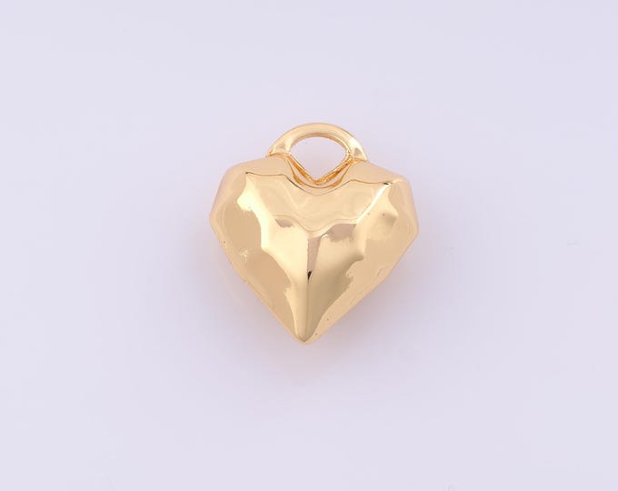 1 pcs Gold Puffed Heart Pendant,18K Gold Filled Love Charm,Heart Charms DIY Bracelet Necklace Jewelry Making Findings Supply
