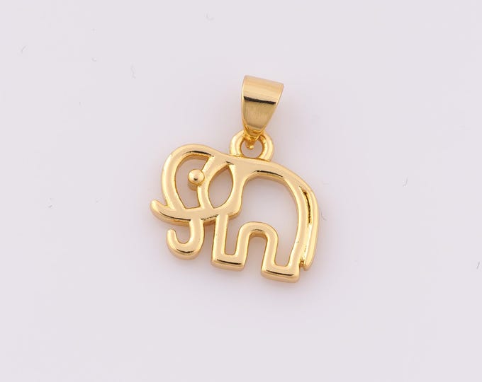1 pcs Gold Elephant Pendant,18K Gold Filled Elephant Charms,Elephant Charm DIY Bracelet Necklace Jewelry Making Findings Supply
