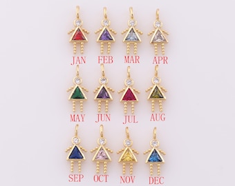 1 Stück Gold CZ Birthstone Anhänger, 18K Gold Füllte Mädchen Charms, Monat Charme DIY Armband-Halskette Schmuck machen Erkenntnisse Versorgung
