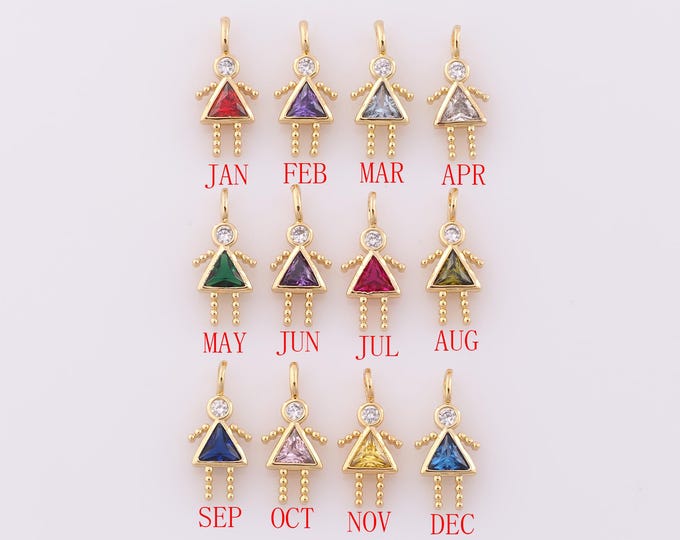 1 pcs Gold CZ Birthstone Pendant,18K Gold Filled Girl Charms,Month Charm DIY Bracelet Necklace Jewelry Making Findings Supply