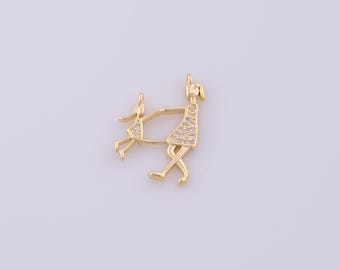 1 pcs CZ Mom Daughter Pendant,18K Gold Filled Parent Child Charm,Mother Daughter Charms DIY Bracelet Necklace Jewelry Making Findings Supply