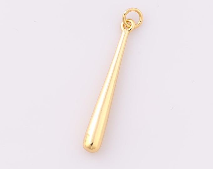 1 pcs Gold Baseball Bat Pendant,18K Gold Filled Minimalist Charm,Simple Charm DIY Bracelet Necklace Jewelry Making Findings Supply