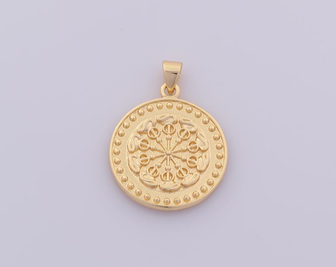 1 pcs Gold Round Pendant,18K Gold Filled Coin Charm,Disc Charms DIY Bracelet Necklace Jewelry Making Findings Supply