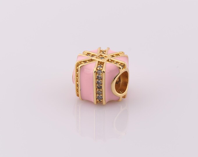 1 pcs 18K Gold Filled Enamel Cake Spacer Beads,Cake Beads for DIY Jewelry Making Findings Supply
