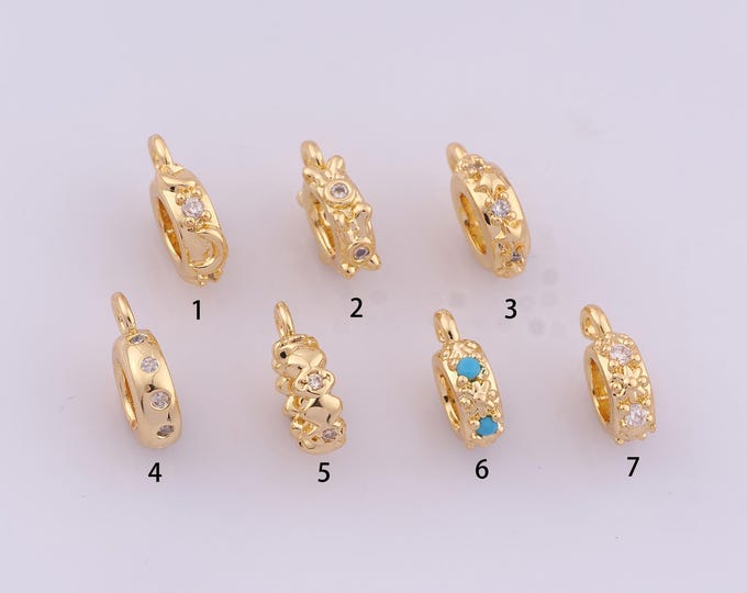 1 pcs 18K Gold Filled CZ Slider Bails,Bails With Loop,Pendant Bail Holder for DIY Jewelry Making Findings Supply