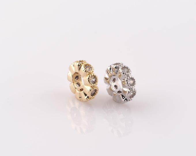 1 pcs 18K Gold Filled Round Flat Spacer Beads,Flat Beads,Round Beads for DIY Jewelry Making Findings Supply