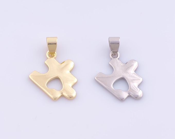 1 pcs Gold Jigsaw Pendant,18K Gold Filled Jigsaw Charm,Jigsaw Charms DIY Bracelet Necklace Jewelry Making Findings Supply
