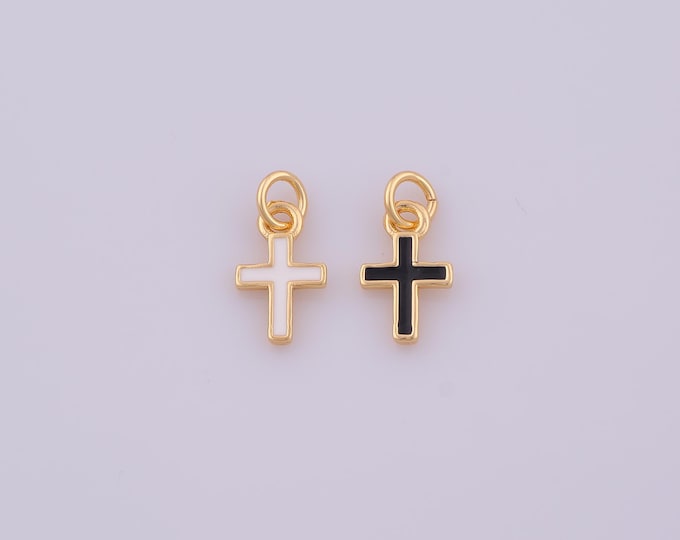 1 pcs Gold Enamel Cross Pendant,18K Gold Filled Religious Charm,Christian Charms DIY Bracelet Necklace Jewelry Making Findings Supply