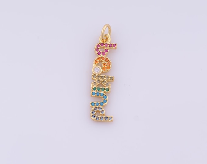 1 pcs Gold CZ Beklnd Pendant,18K Gold Filled Letter Charm,Beklnd Charms DIY Bracelet Necklace Jewelry Making Findings Supply