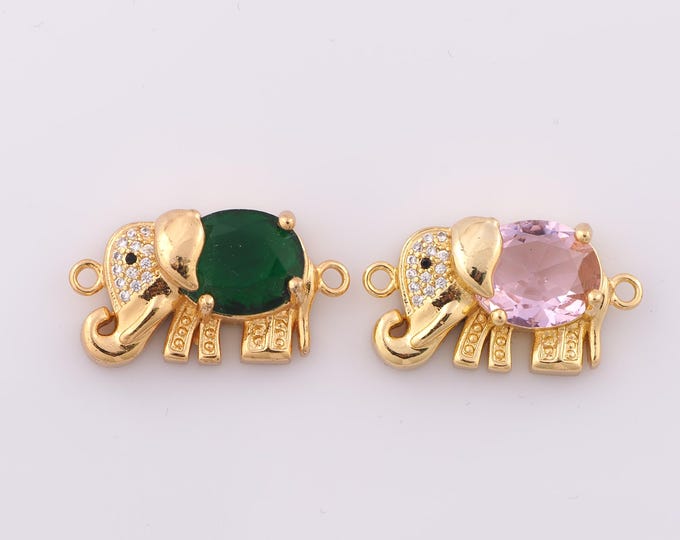 1 pcs Gold Elephant Connector,18K Gold Filled CZ Elephant Connector,Elephant Connector DIY Bracelet Necklace Jewelry Making Findings Supply