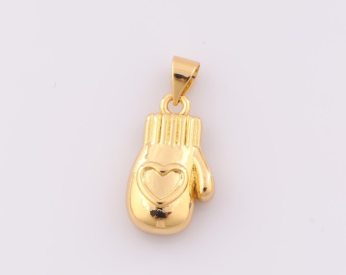 1 pcs Gold Glove Pendant,18K Gold Filled Heart Charm,Glove Charm DIY Bracelet Necklace Jewelry Making Findings Supply