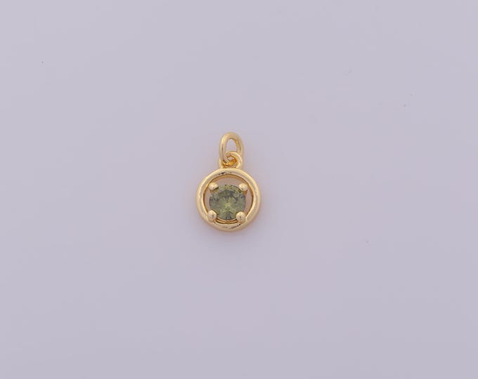 1 pcs Gold CZ Round Pendant,18K Gold Filled Round Charm,Round Charms DIY Bracelet Necklace Jewelry Making Findings Supply