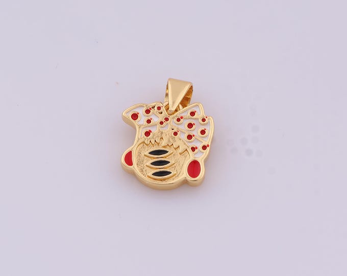 1 pcs Gold Enamel Cartoon Pendant,18K Gold Filled Cartoon Charm,Cartoon Charms DIY Bracelet Necklace Jewelry Making Finding Supply