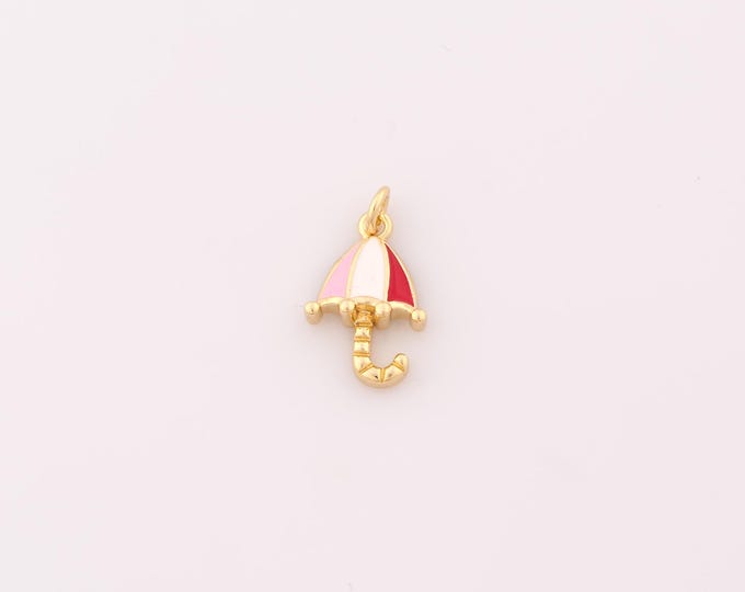 1 pcs Gold Enamel Umbrella Pendant,18K Gold Filled Umbrella Charm,Umbrella Charms DIY Bracelet Necklace Jewelry Making Findings Supply