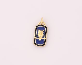 1 pcs Gold Enamel Owl Pendant,18K Gold Filled Animal Charm Owl Charms,DIY Bracelet Necklace Jewelry Making Findings Supply