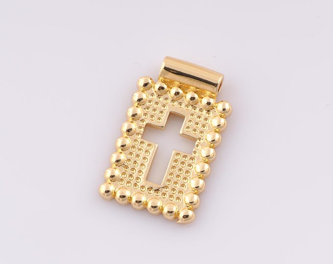 1 pcs Gold Cross Pendant,18K Gold Filled Minimalist Charm,Christian Charms,DIY Bracelet Necklace Jewelry Making Findings Supply