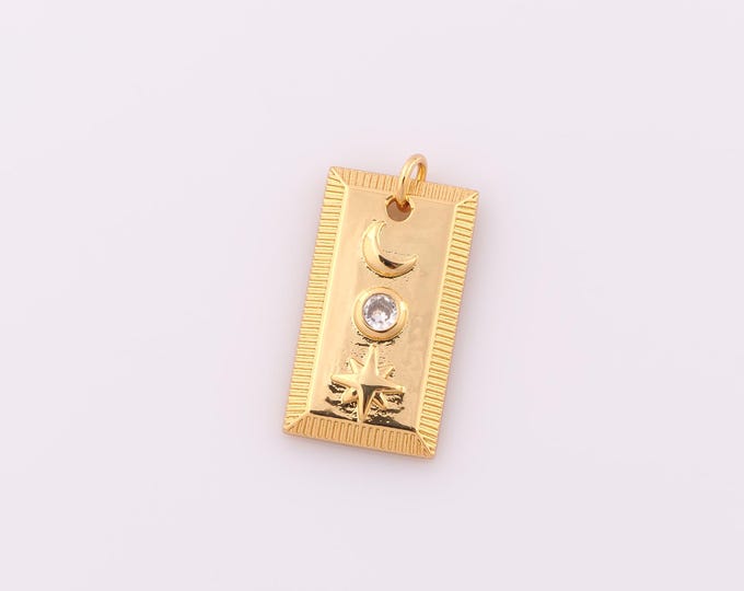 1 pcs Gold Moon Pendant,18K Gold Filled Star Charm,Round Charm DIY Bracelet Necklace Jewelry Making Findings Supply