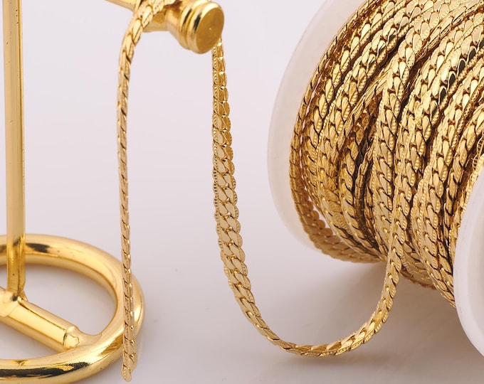 1 Meter Gold Curb Chain, 18K Gold Filled Semi Finished Chain, Specialty Chains, DIY Jewelry Making Supplies