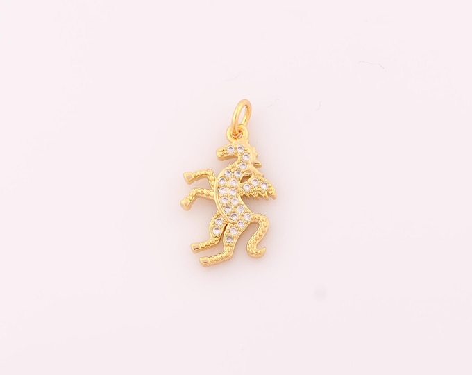 1 pcs Gold Pegasus Pendant,18K Gold Filled Pegasus Charm,CZ Pegasus Charms DIY Bracelet Necklace Jewelry Making Findings Supply