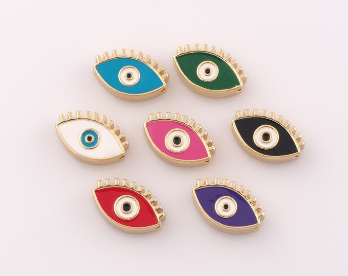 1 pcs 18K Gold Filled Evil Eye Spacer Beads,Enamel Eye Beads,Eye Beads for DIY Jewelry Making Findings Supply