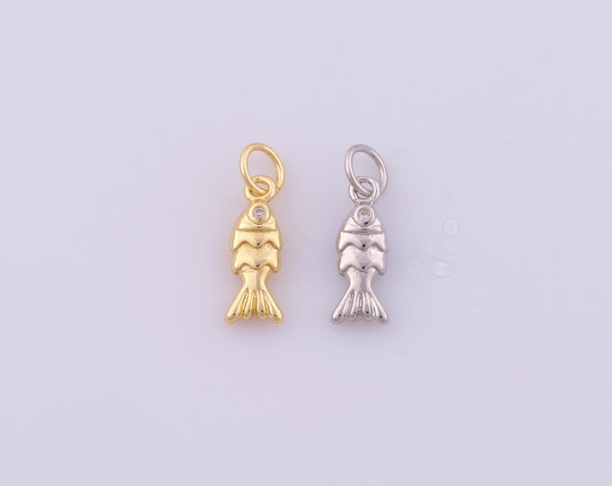 1 pcs Gold CZ Fish Pendant,18K Gold Filled Marine Life Charm,Fish Charms DIY Bracelet Necklace Jewelry Making Findings Supply