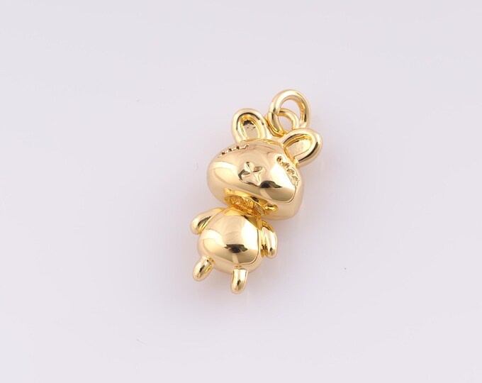 1 pcs Gold Rabbit Pendant,18K Gold Filled Animal Charm,Rabbit Charms,DIY Bracelet Necklace Jewelry Making Findings Supply