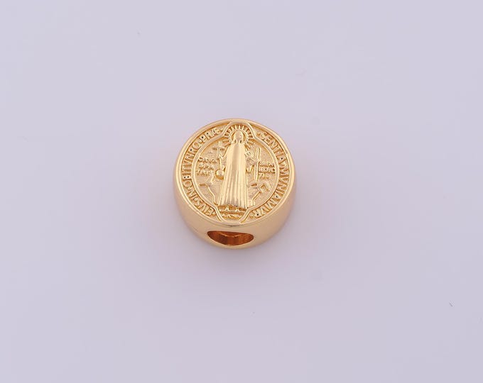 1 pcs 18K Gold Filled Jesus Spacer Beads,Saint Benedict Beads,Christian Beads for DIY Jewelry Making Findings Supply