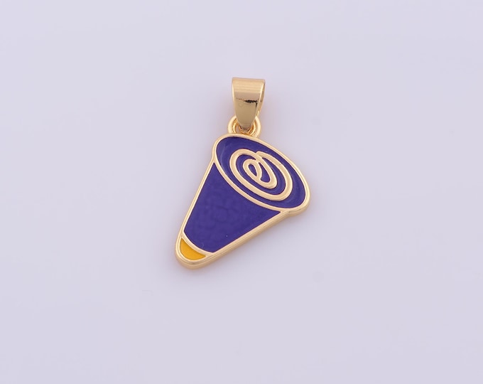 1 pcs Gold Enamel Megaphone Pendant,18K Gold Filled Loudspeaker Charm,Megaphone Charms DIY Bracelet Necklace Jewelry Making Findings Supply