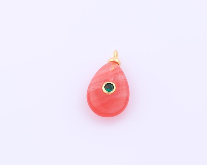 1 pcs Gold Energy Stone Pendant,18K Gold Filled Natural Stone Charm,Stone Charms DIY Bracelet Necklace Jewelry Making Findings Supply
