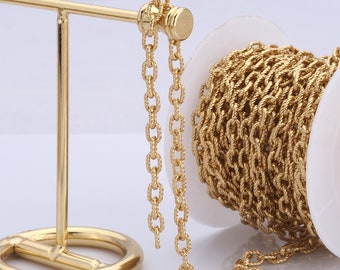 Chaîne rolo en or de 1 mètre, chaîne semi-finie en or 18 carats, chaînes spécialisées, accessoires de fabrication de bijoux DIY