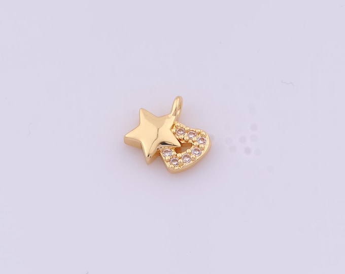 1 pcs Gold CZ Star Pendant,18K Gold Filled Celestial Charm,Starburst Charms DIY Bracelet Necklace Jewelry Making Findings Supply