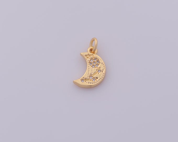 1 pcs Gold CZ Crescent Moon Pendant,18K Gold Filled Celestial Charm,Moon Charms DIY Bracelet Necklace Jewelry Making Findings Supply