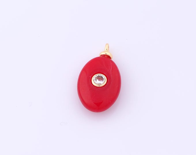 1 pcs Gold Energy Stone Pendant,18K Gold Filled Natural Stone Charm,Red Jade Charms DIY Bracelet Necklace Jewelry Making Findings Supply