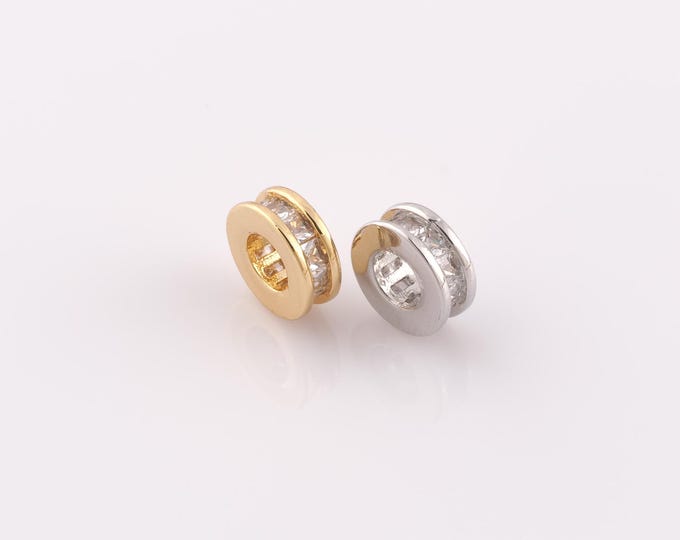 1 pcs 18K Gold Filled Round Flat Spacer Beads,Flat Beads,Round Beads for DIY Jewelry Making Findings Supply