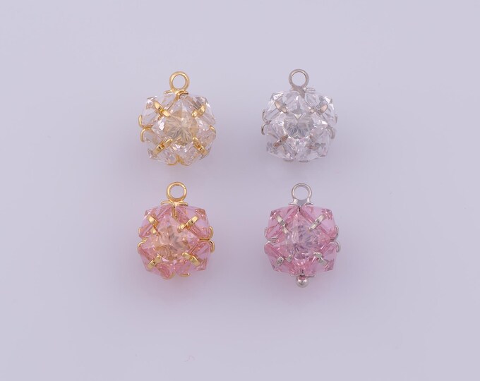 1 pcs Gold CZ Ball Pendant,18K Gold Filled Ball Charm,Ball Charms DIY Bracelet Necklace Jewelry Making Findings Supply
