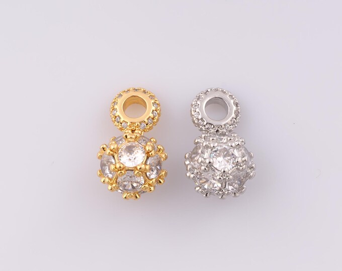 1 pcs Gold CZ Ball Pendant,18K Gold Filled Minimalist Charm,Ball Charms,DIY Bracelet Necklace Jewelry Making Findings Supply