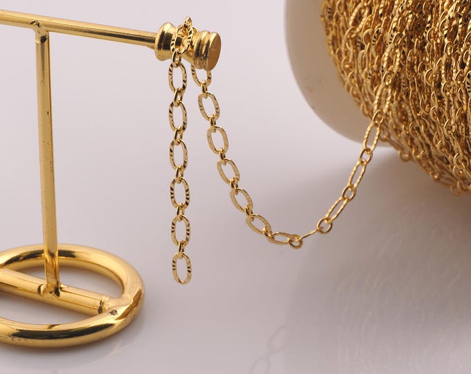 1 Meter Gold Cable Chain,18K Gold Filled Semi Finished Chain,Specialty Chains,DIY Jewelry Making Supplies