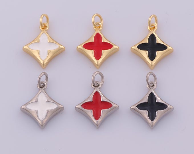 1 pcs Gold Enamel Star Pendant,18K Gold Filled Celestial Charm,Starburst Charms DIY Bracelet Necklace Jewelry Making Findings Supply
