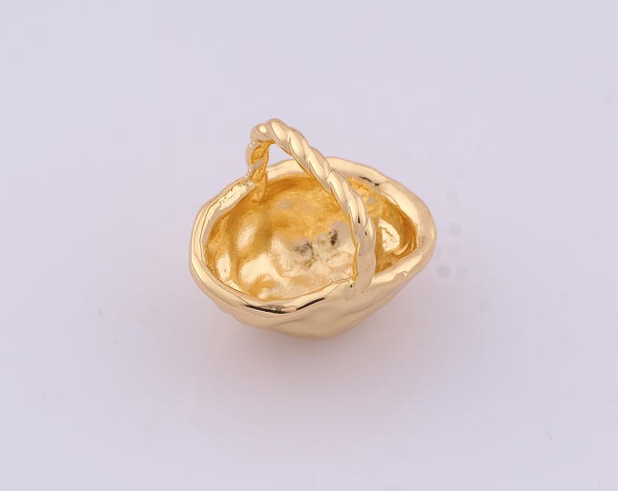 1 pcs Gold Basket Pendant,18K Gold Filled Basket Charm,Basket Charms DIY Bracelet Necklace Jewelry Making Findings Supply