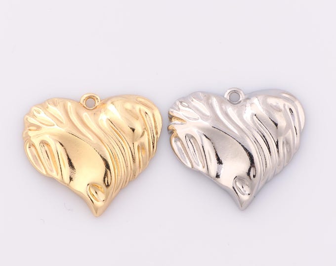 1 pcs Gold Heart Pendant,18K Gold Filled Minimalist Charm,Heart Charm DIY Bracelet Necklace Jewelry Making Findings Supply