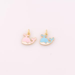 1 colgante de ballena esmaltado en oro de 18 quilates, abalorio de vida marina, dijes de ballena para hacer pulseras, collares y bisutería.