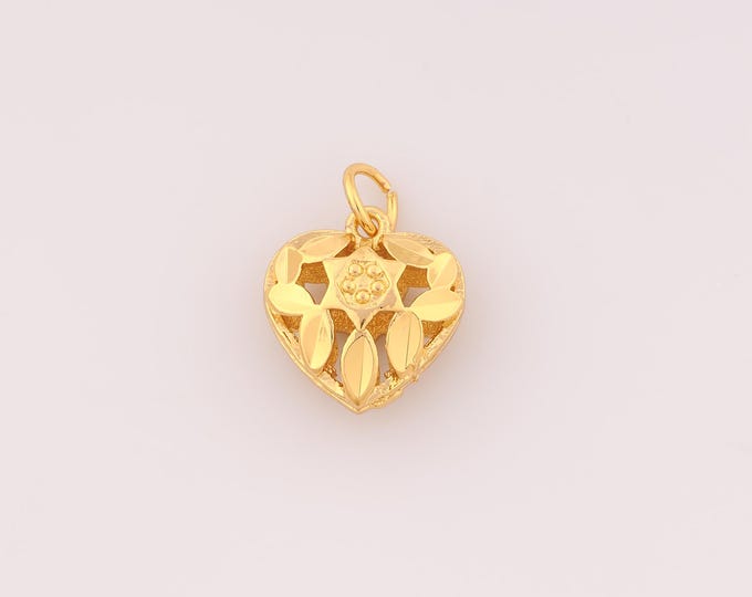 1 pcs Gold Heart Pendant,18K Gold Filled David Star Charm,Jewish Star Charms DIY Bracelet Necklace Jewelry Making Findings Supply
