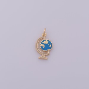 1 pcs Gold Enamel Globe Pendant,18K Gold Filled Globe Charm,Globe Charms DIY Bracelet Necklace Jewelry Making Findings Supply