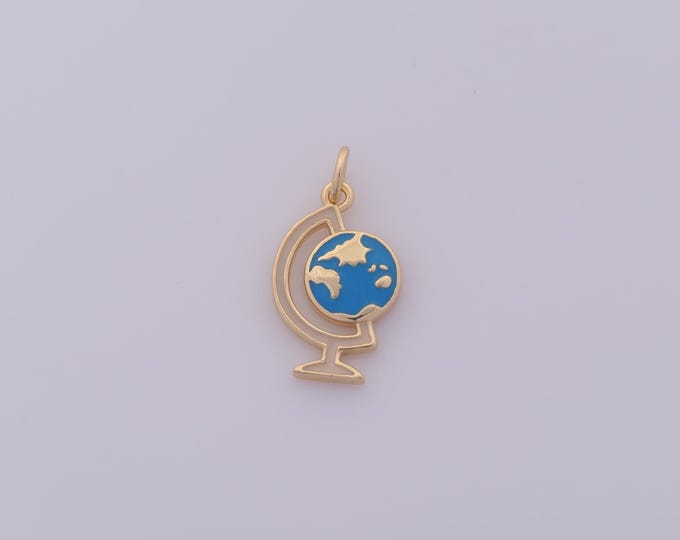 1 pcs Gold Enamel Globe Pendant,18K Gold Filled Globe Charm,Globe Charms DIY Bracelet Necklace Jewelry Making Findings Supply