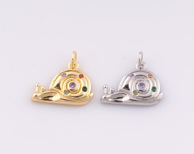 1 pcs Gold CZ Snail Pendant,18K Gold Filled Mollusk Charm,Snail Charms,DIY Bracelet Necklace Jewelry Making Findings Supply