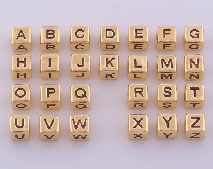 1 pcs 18K Gold Filled Initial Spacer Beads,Enamel Letter Beads,Initial Beads for DIY Jewelry Making Findings Supply
