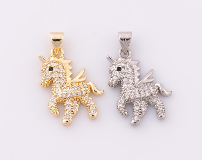 1 pcs Gold CZ Pegasus Pendant,18K Gold Filled Pegasus Charm,Pegasus Charm DIY Bracelet Necklace Jewelry Making Findings Supply
