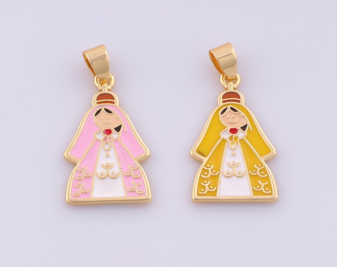 1 pcs Gold Princess Pendant,18K Gold Filled Character Charm,Enamel Princess Charms DIY Bracelet Necklace Jewelry Making Findings Supply