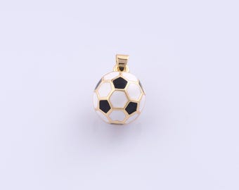 1 pcs Gold Enamel Football Pendant,18K Gold Filled Sports Charm,Soccer Charms DIY Bracelet Necklace Jewelry Making Findings Supply